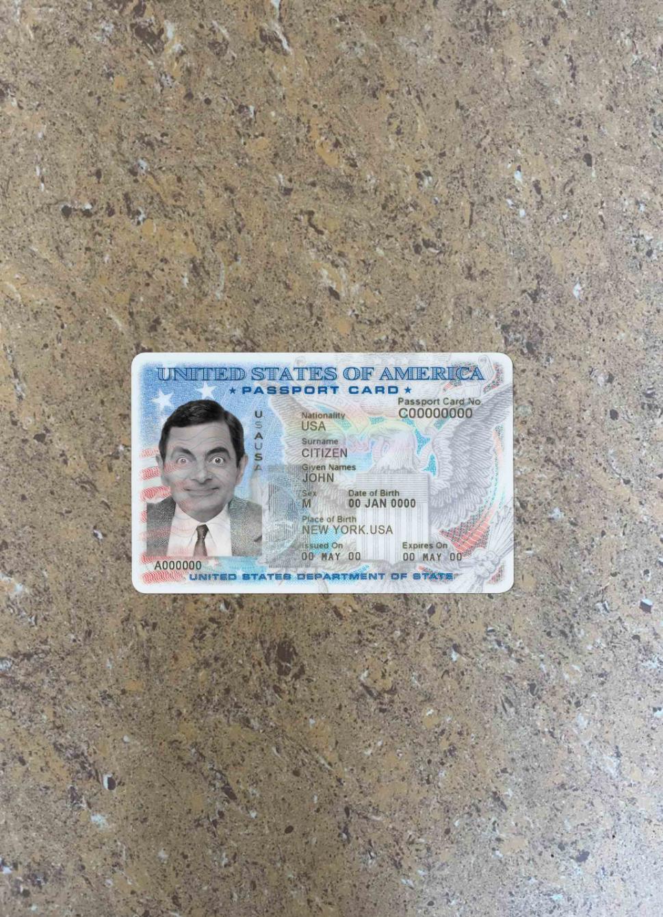 USA passport ID card photolook FRONT PSD template